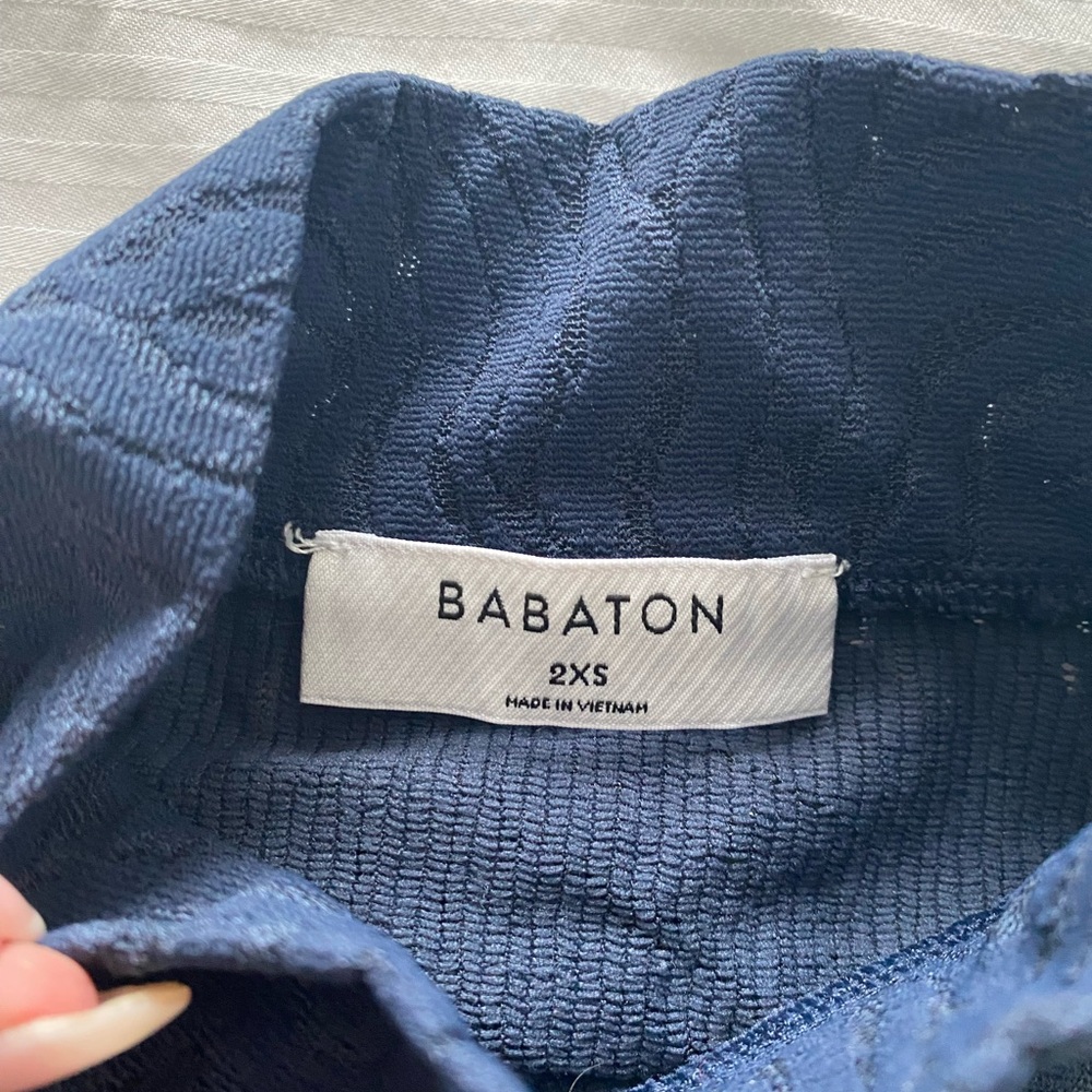 Babaton blue spandex and mesh textured crop top - excellent condition